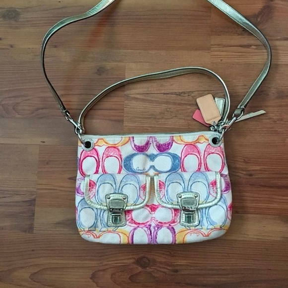 Coach Poppy Signature 19030 Scribble Print Hippie Crossbody Shoulder Bag - Picture 5 of 5